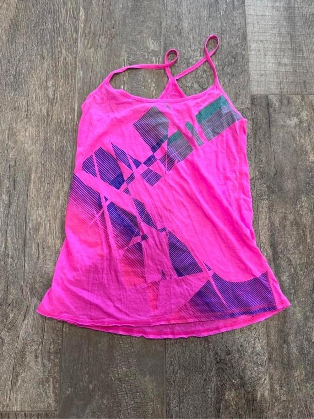 Like New PacSun Kirra Pink Graphic Strappy Racerback Top - Women's S